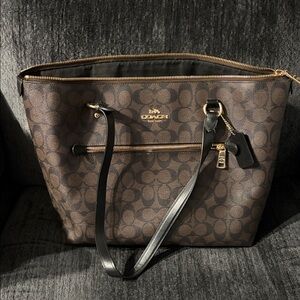 Coach Brown and Black Signature Tote